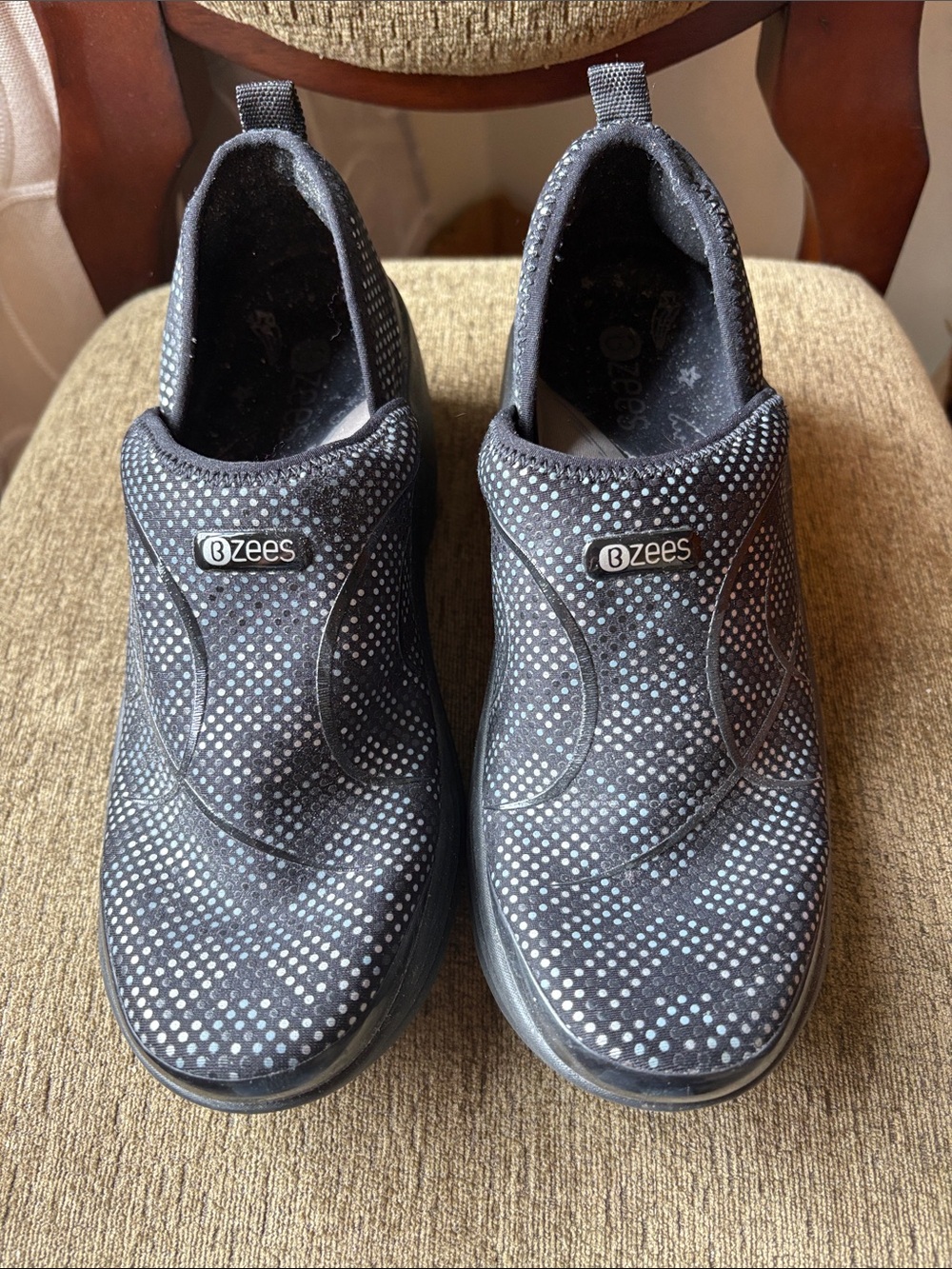 Bzees Black Slip-On Loafers with Light Dot Accents